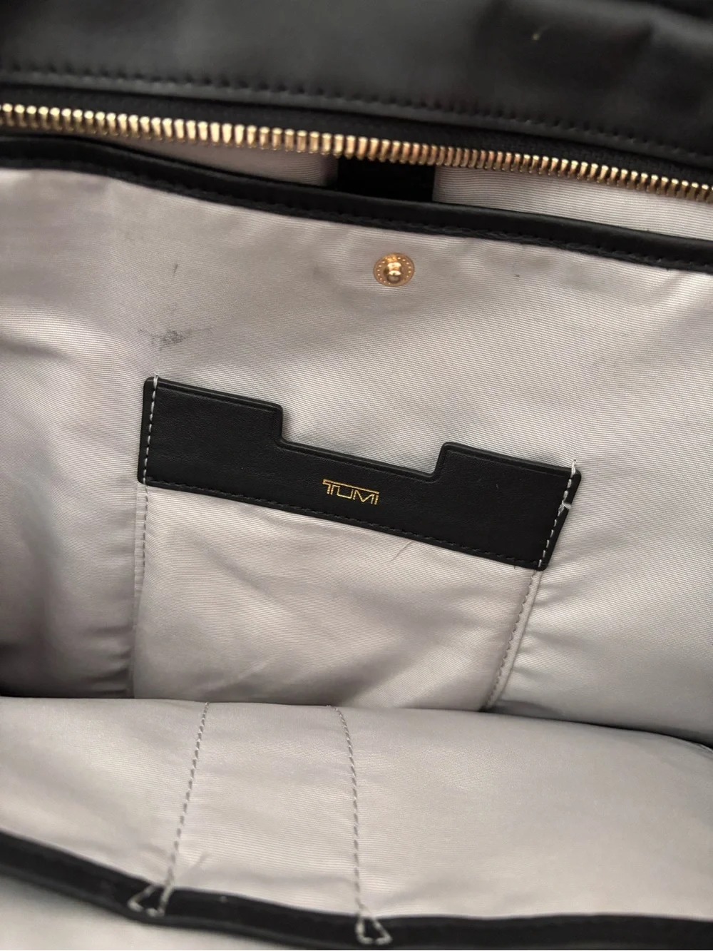 TUMI Voyageur Vail Black Leather Crossbody Bag with Gunmetal